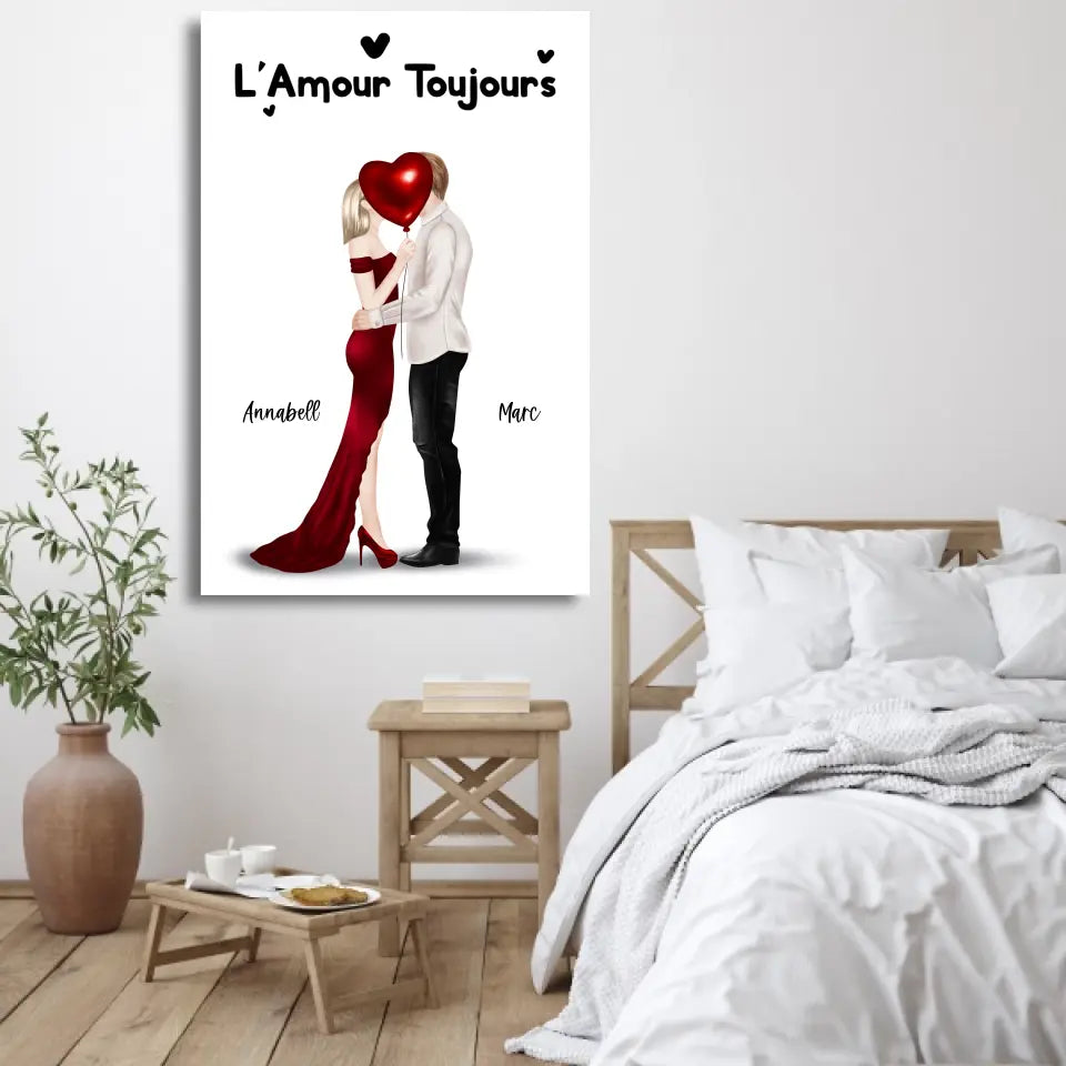 Couple qui s'embrasse - Toile gepersonaliseerd