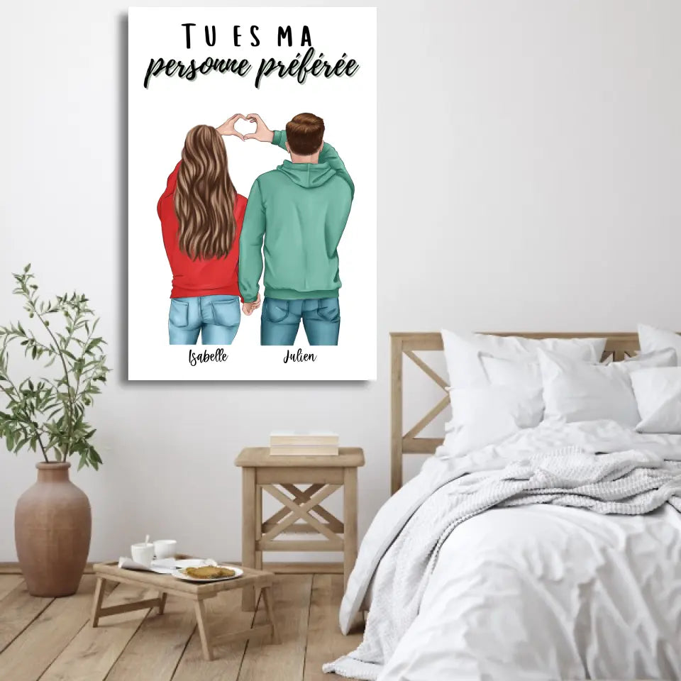 Paar (Cœur) - Gepersonaliseerde Toile