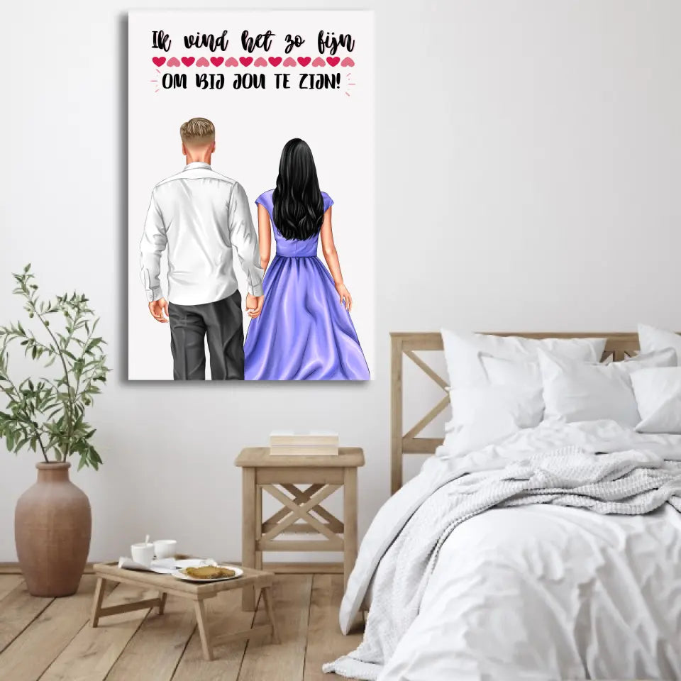 Koppel hand in hand - Gepersonaliseerd canvas