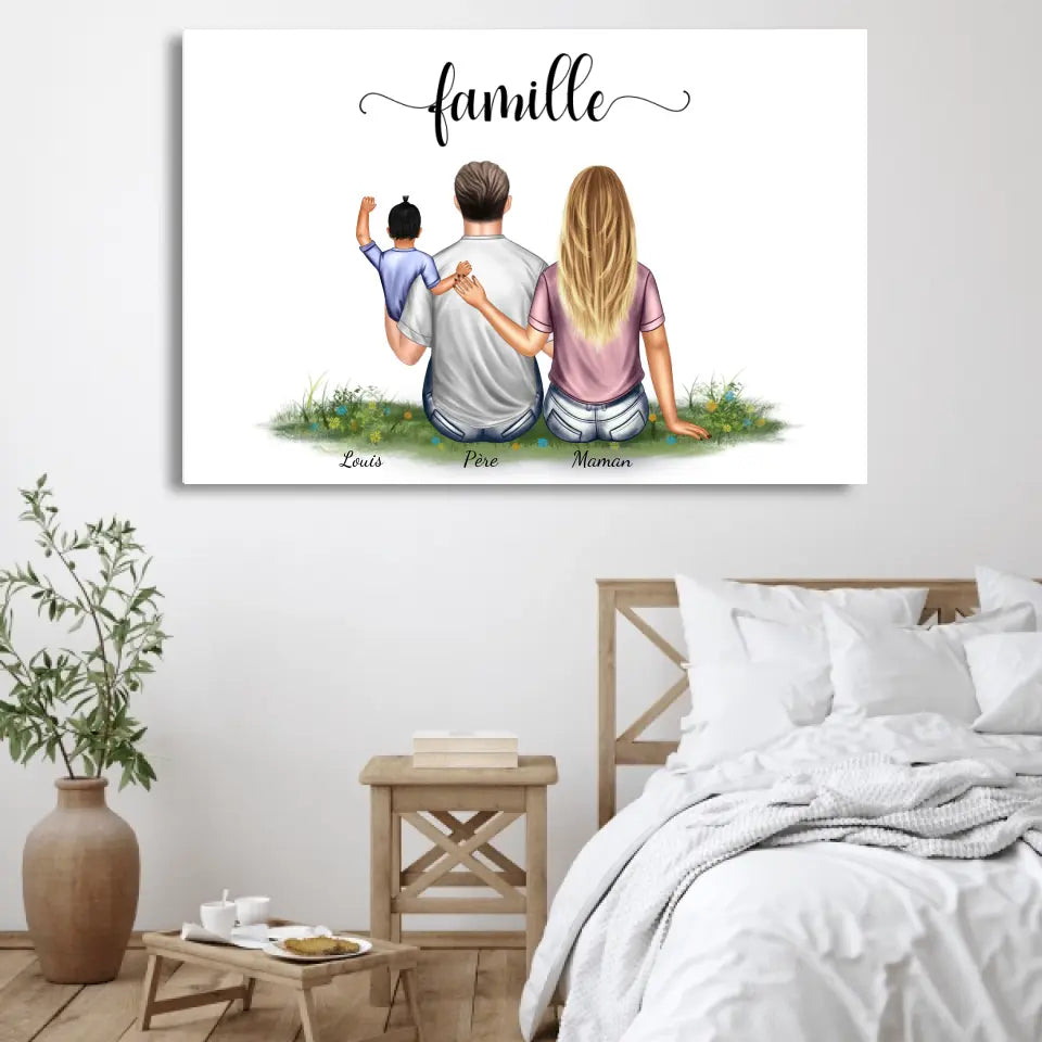 Gezin met kind - Gepersonaliseerde toile