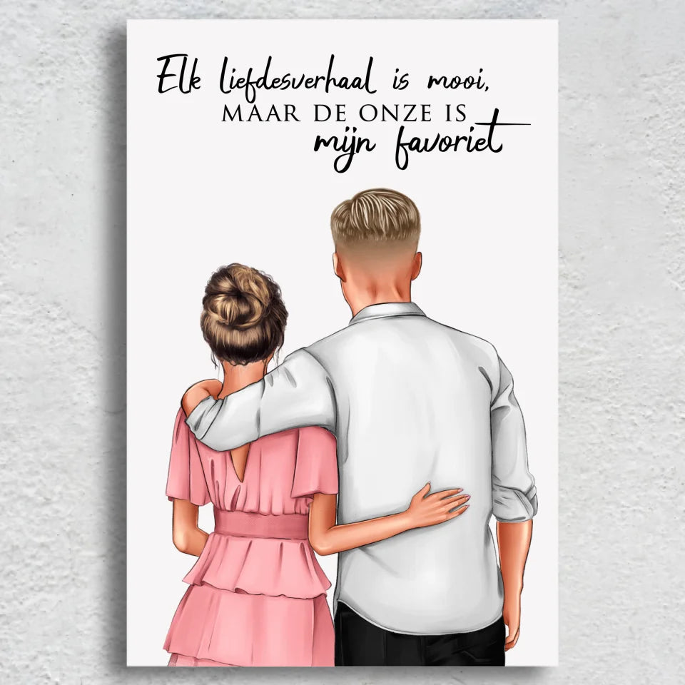 Knuffelpaar - Gepersonaliseerd canvas