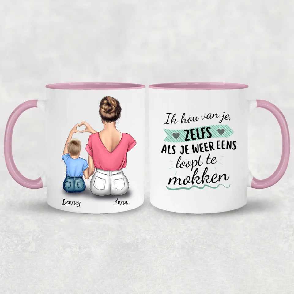 Moeder en kind (zoon) - Gepersonaliseerde mok