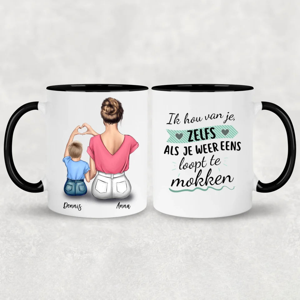 Moeder en kind (zoon) - Gepersonaliseerde mok