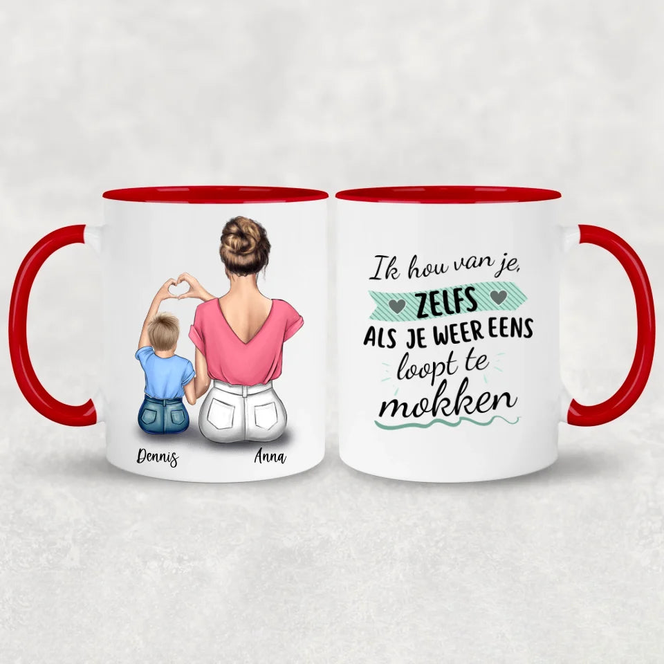 Moeder en kind (zoon) - Gepersonaliseerde mok