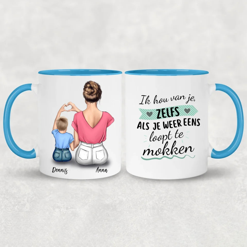 Moeder en kind (zoon) - Gepersonaliseerde mok