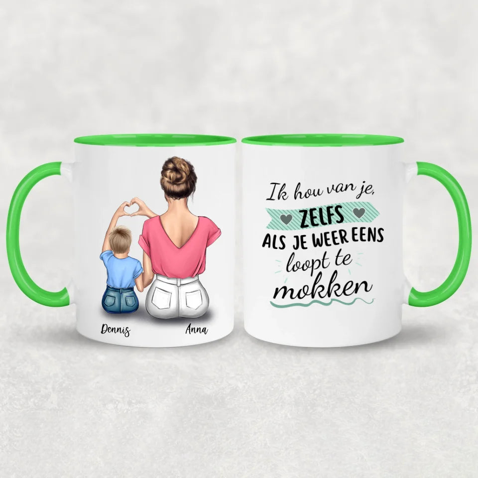 Moeder en kind (zoon) - Gepersonaliseerde mok