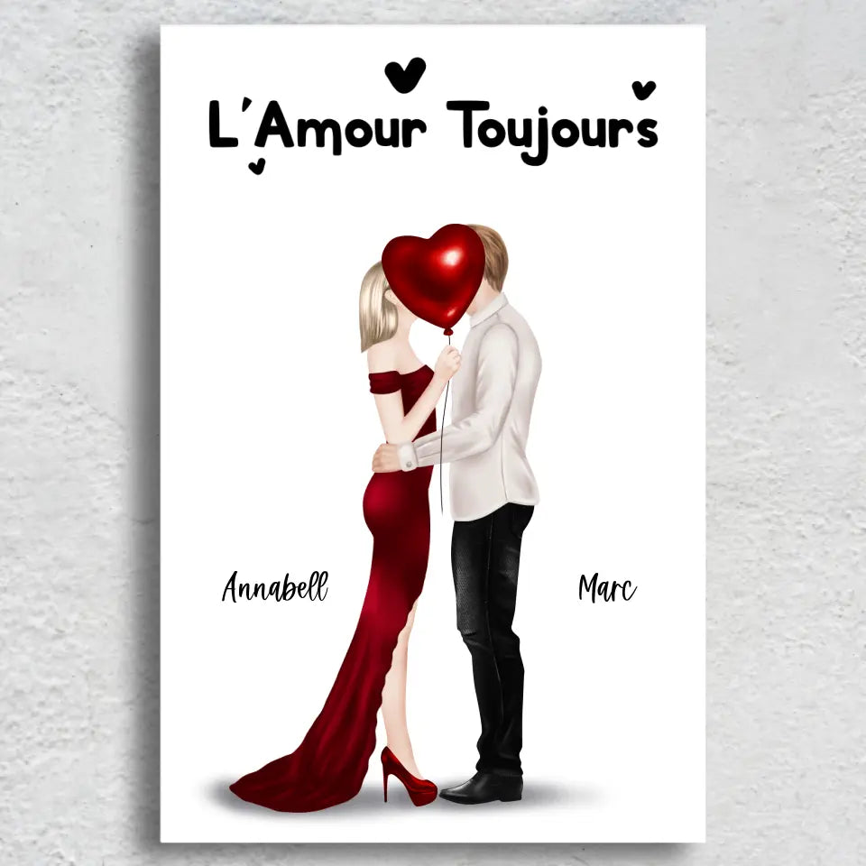 Couple qui s'embrasse - Toile gepersonaliseerd