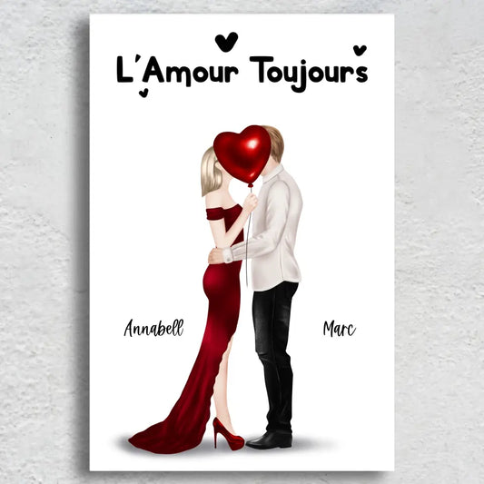 Couple qui s'embrasse - Toile gepersonaliseerd