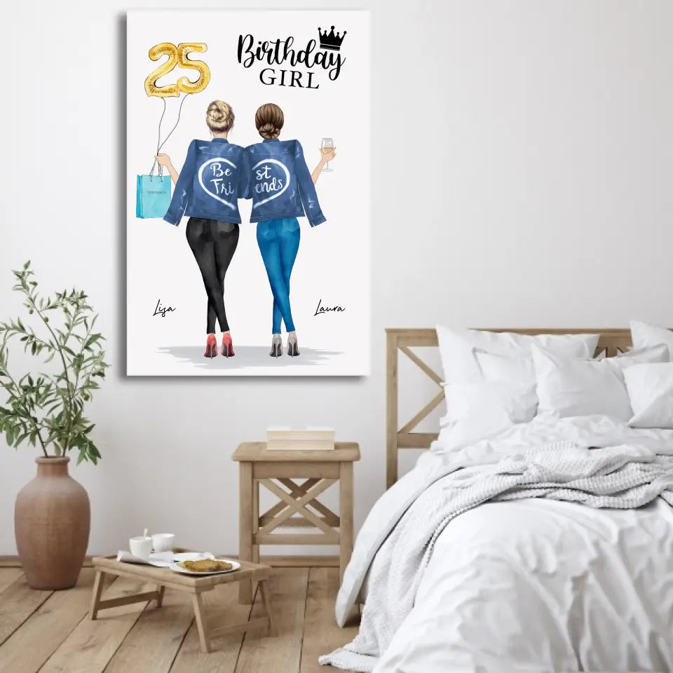 Verjaardag met cijferballonnen - Gepersonaliseerd canvas
