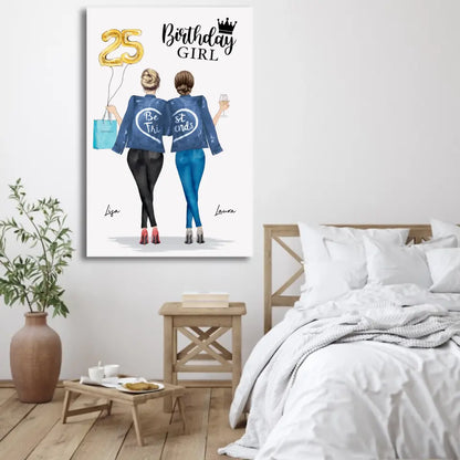 Verjaardag met cijferballonnen - Gepersonaliseerd canvas