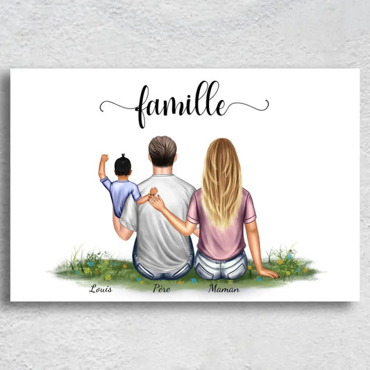 Gezin met kind - Gepersonaliseerde toile
