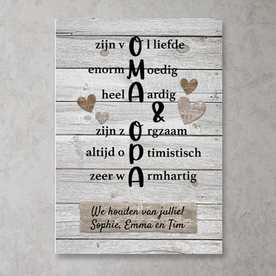 Oma & Opa zijn vol liefde - Gepersonaliseerde poster