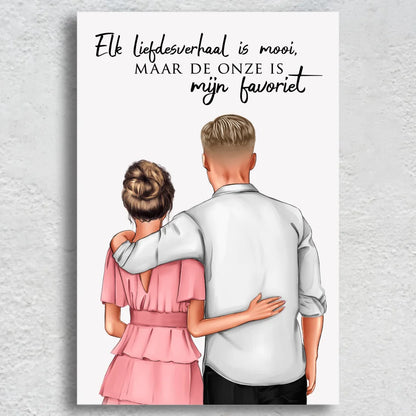 Knuffelpaar - Gepersonaliseerd canvas