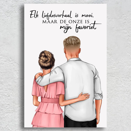 Knuffelpaar - Gepersonaliseerd canvas