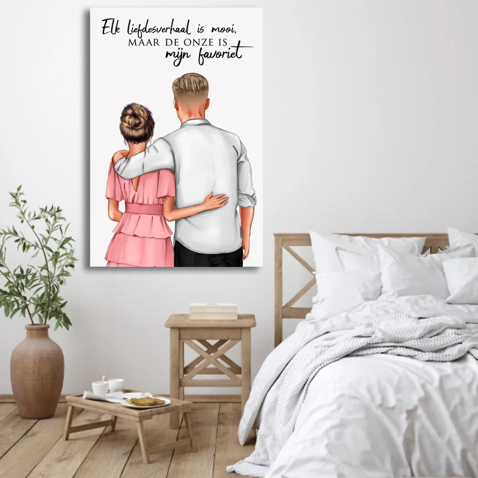 Knuffelpaar - Gepersonaliseerd canvas