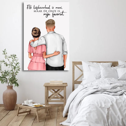 Knuffelpaar - Gepersonaliseerd canvas