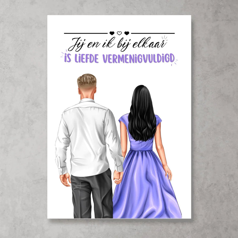 Paar hand in hand - Gepersonaliseerde poster