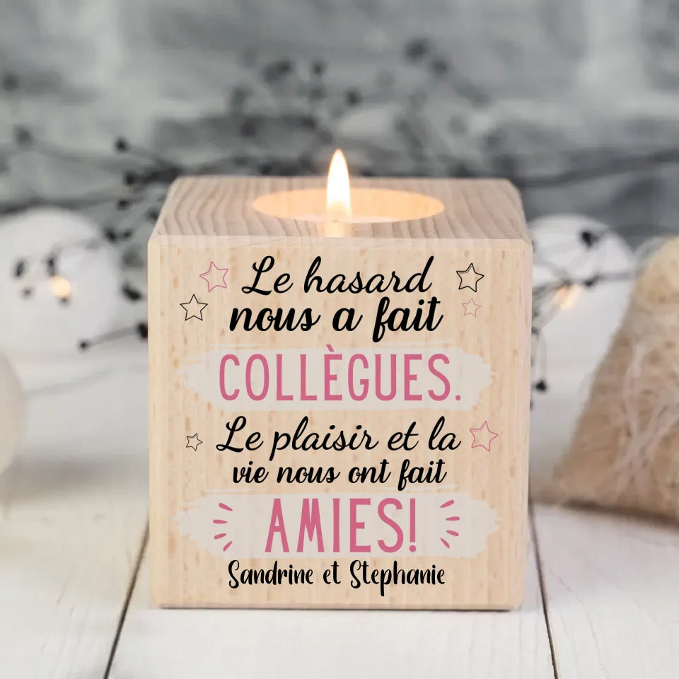 De collègues à amies - Bougeoir-kubus gepersonaliseerd