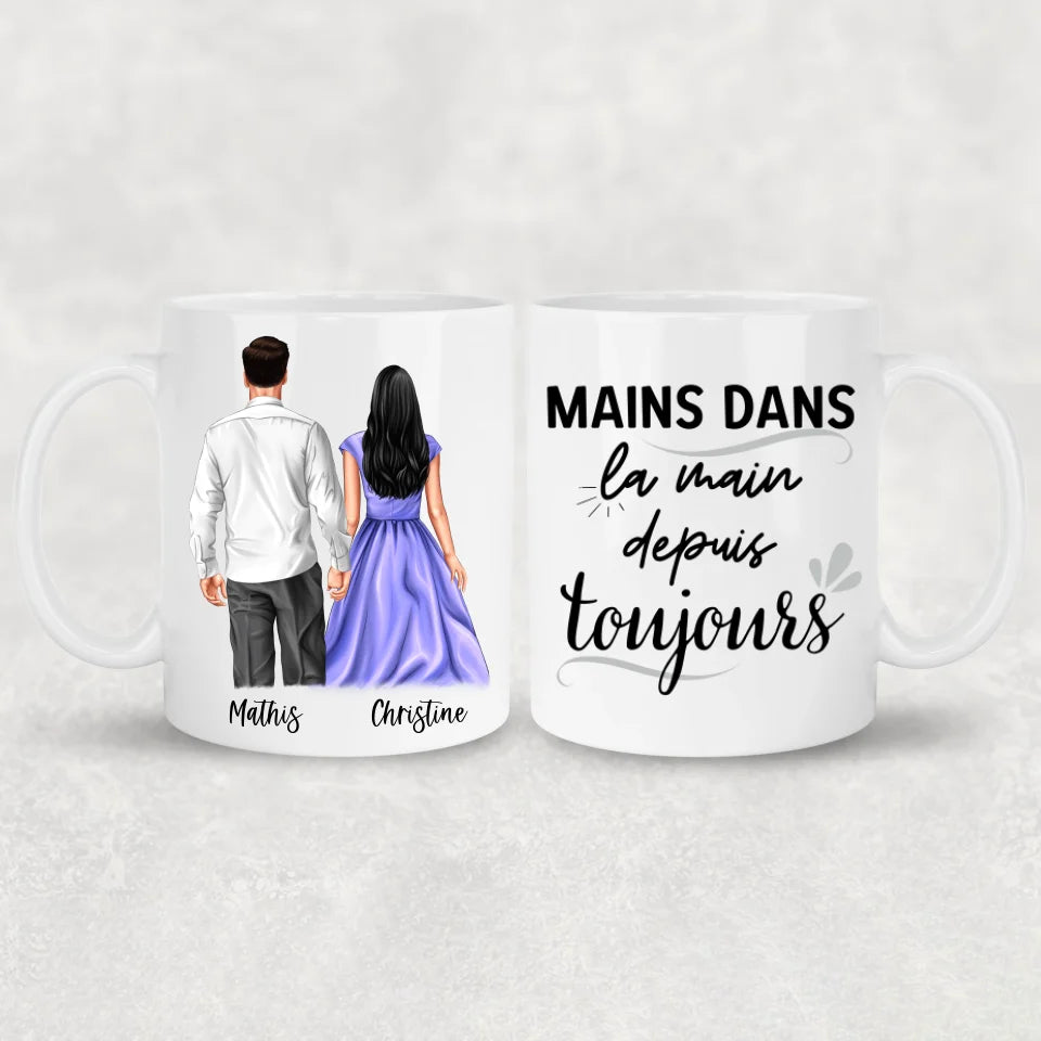 Paar main dans la main - Mok gepersonaliseerd