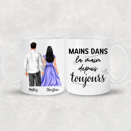 Paar main dans la main - Mok gepersonaliseerd