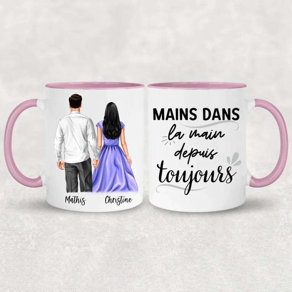 Paar main dans la main - Mok gepersonaliseerd
