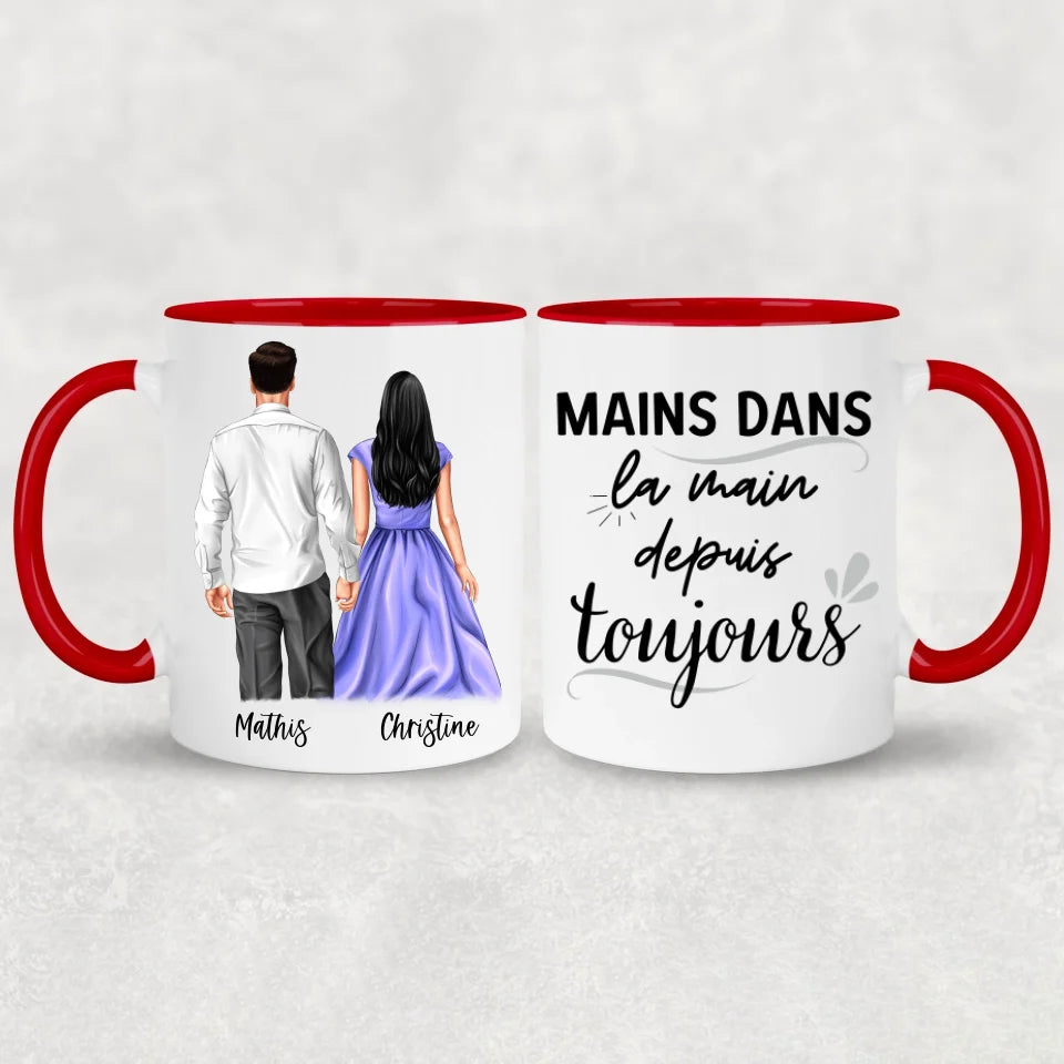 Paar main dans la main - Mok gepersonaliseerd