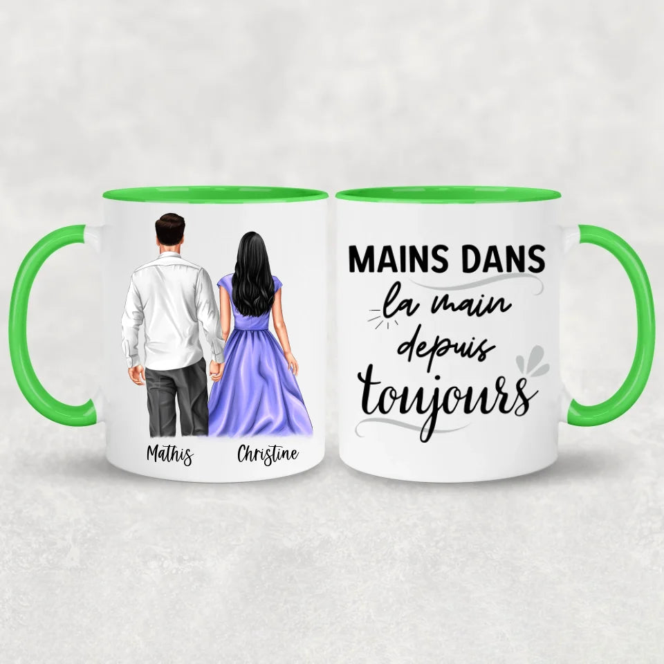 Paar main dans la main - Mok gepersonaliseerd