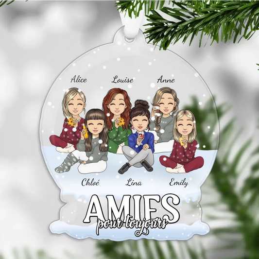 Amies de cœur - Ornement acrylique gepersonaliseerd