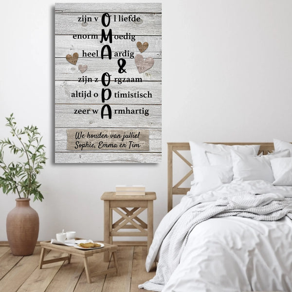 Oma & Opa zijn vol liefde - Gepersonaliseerd canvas