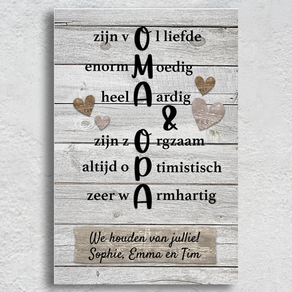 Oma & Opa zijn vol liefde - Gepersonaliseerd canvas