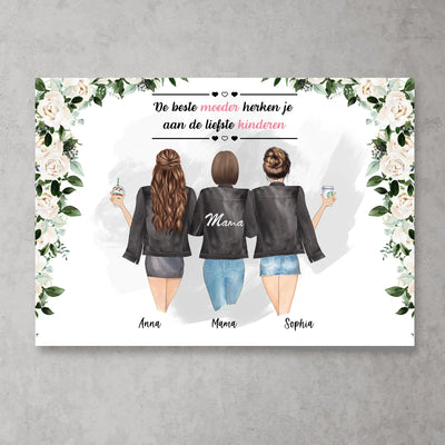 Moeder en twee kinderen - Gepersonaliseerde poster