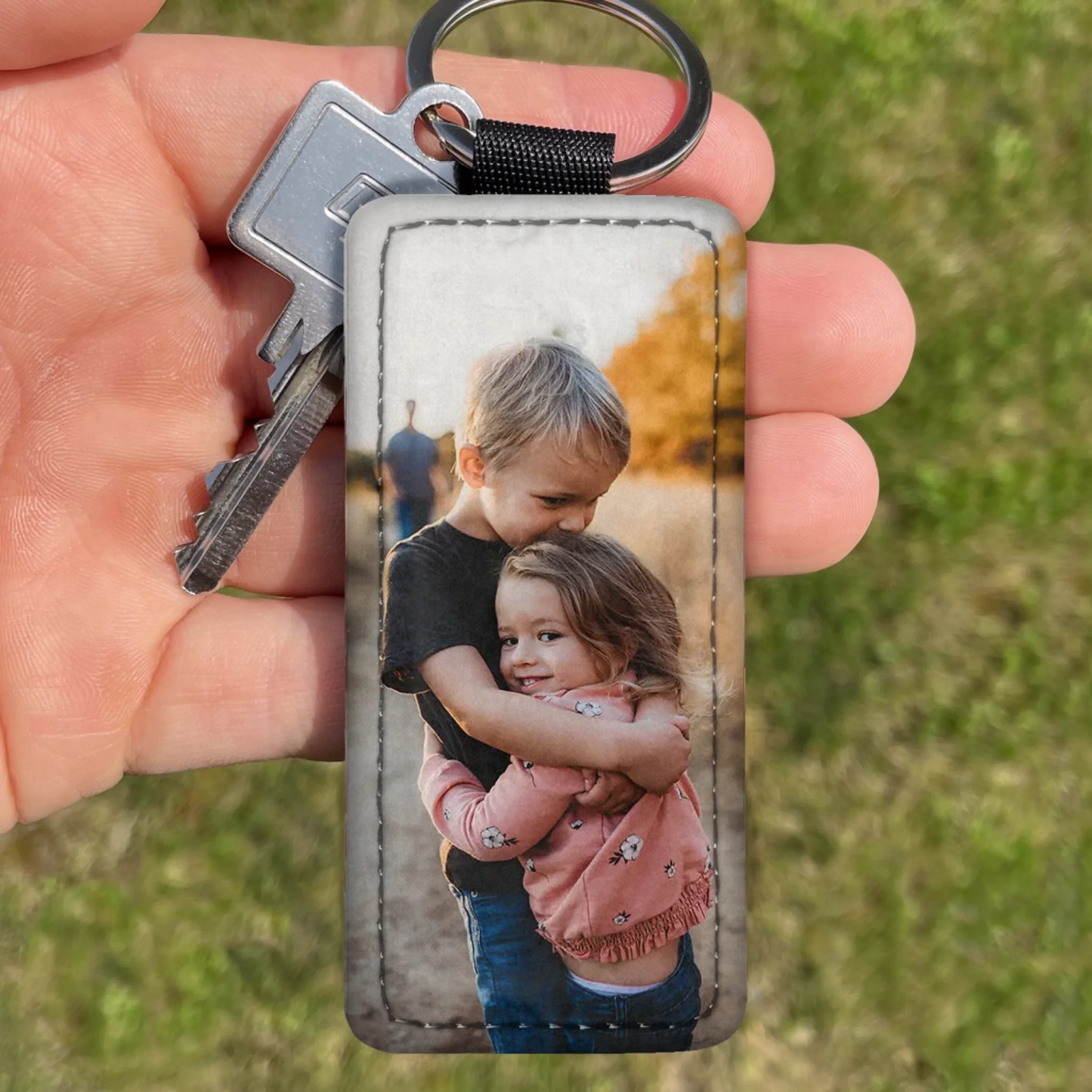 Eigen foto - Gepersonaliseerde sleutelhanger van kunstleer