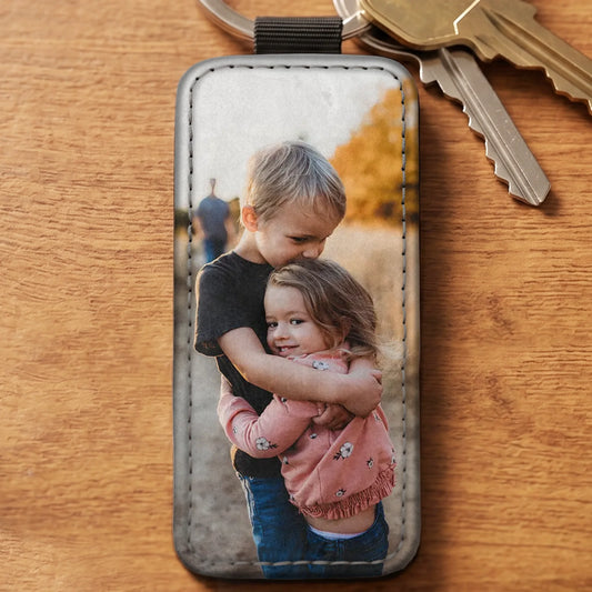 Eigen foto - Gepersonaliseerde sleutelhanger van kunstleer
