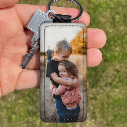Eigen foto - Gepersonaliseerde sleutelhanger van kunstleer